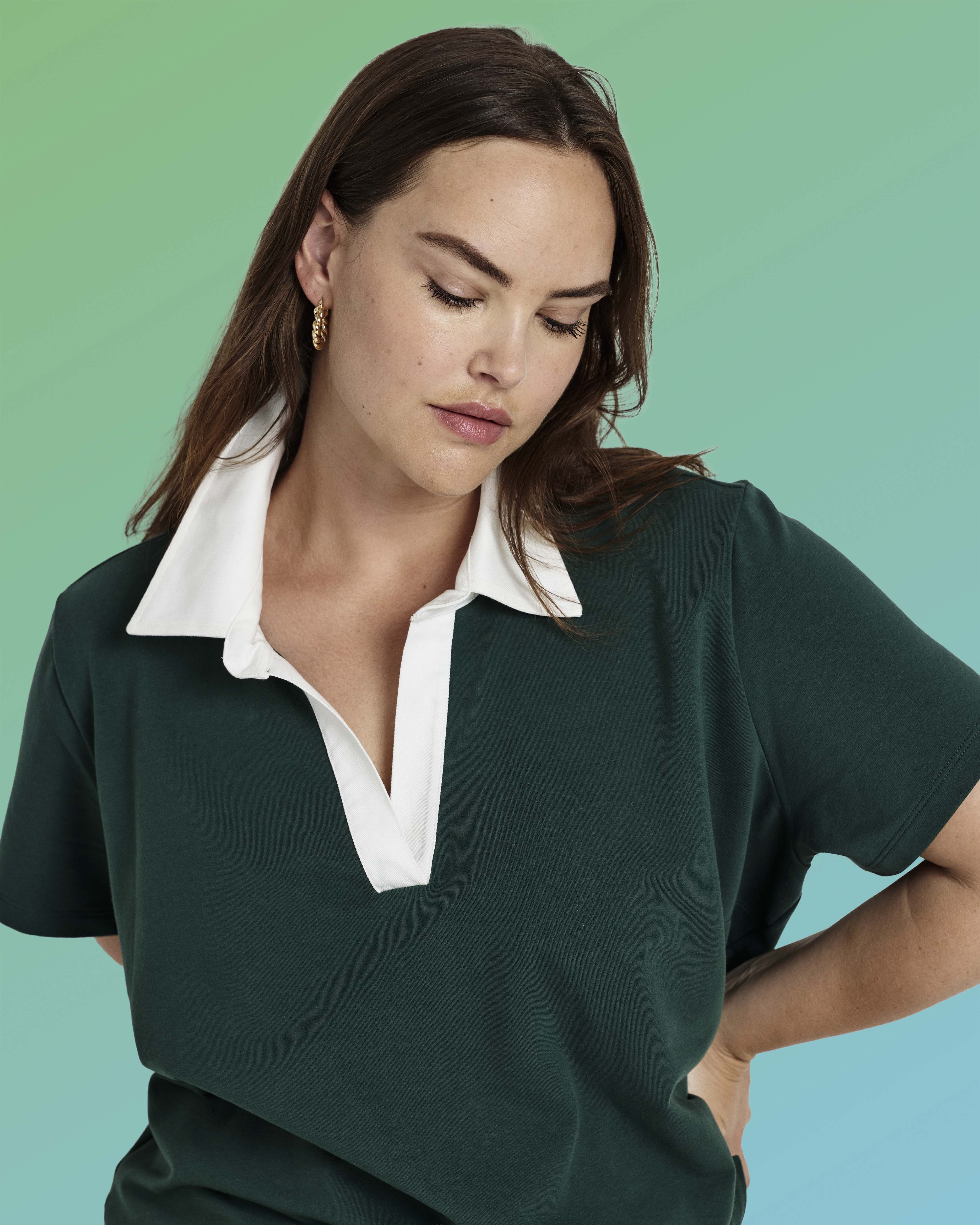 Exchange- Varsity French Terry Polo Top